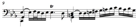 BWV 1011, Prelude mm. 9-10