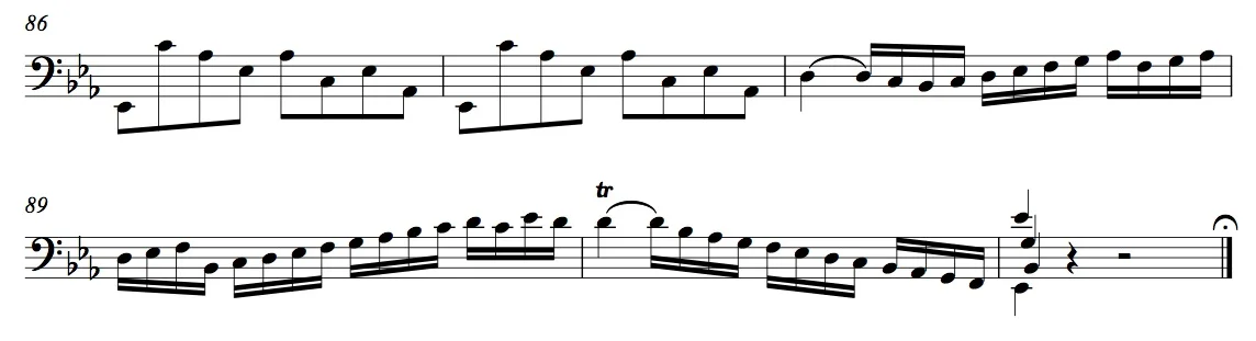 BWV 1010, Prelude m. 86-end (click to enlarge)