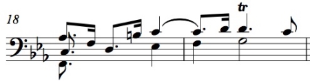 BWV 1010, Sarabande mm. 18-19; in m. 19, place the final D on beat 3.