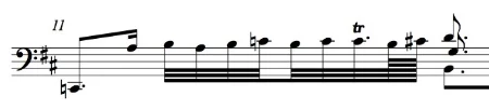 BWV 1012, Allemande m. 11 (first half)