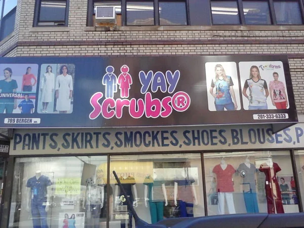 Yay Scrubs located at 789 Bergen Avenue, which is the former location of Berlas Uniforms. Proprietor: Wahid Hadi Phone: 201-333-6333 Store Hours: 10 AM to 7 PM - Monday thru Saturday 11 AM to 5 PM - Sunday Website: www.yayscrubs.com Selling a large variety of medical scrubs, accessories and footware. Variety of colors and sizes from xxsmall to 5 xlarge, from petite to tall. Also sell hospital uniforms, chef and ushering ware. Wholesale & Retail