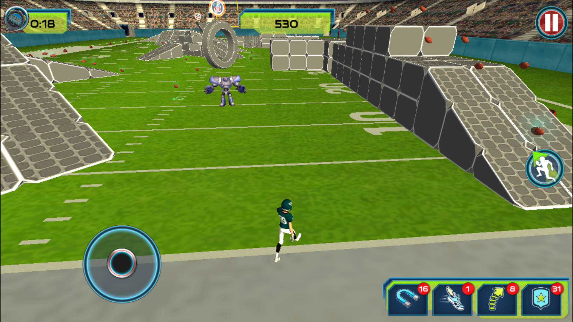 2. Players (while normal sized) must avoid Blitz Botz so they wont get knocked down and waste time.
