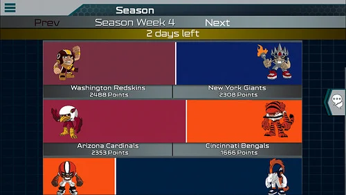 This page shows all this week's matchups. Remember how I mentioned it turned into a whole new social system. This was part of it.