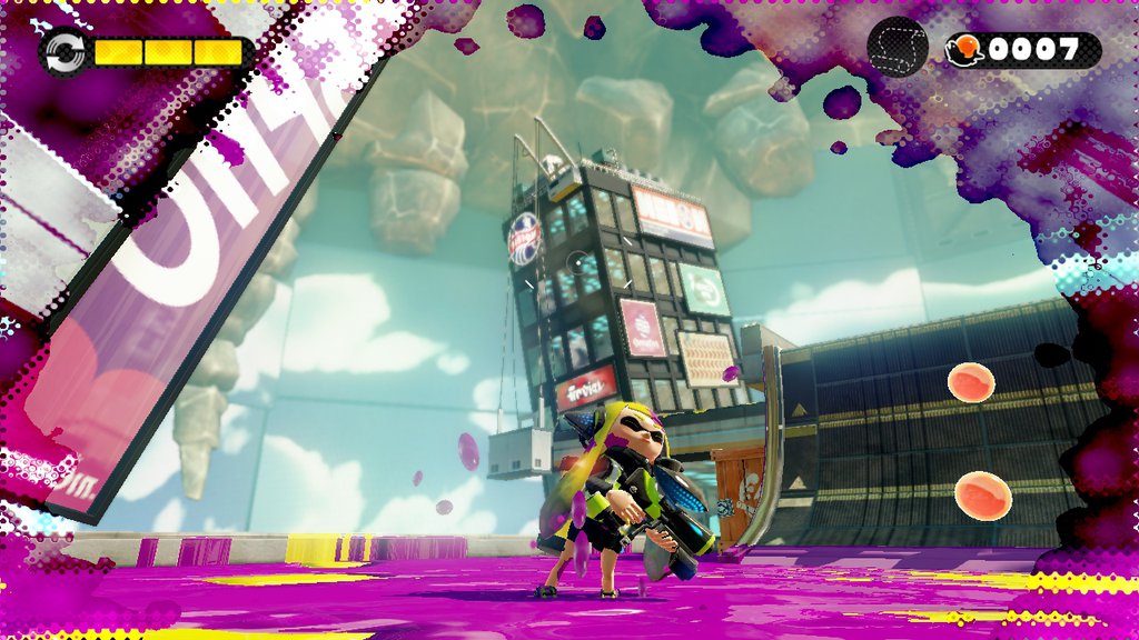 And you can’t forget the beautiful amount of feedback: Player slowing, animation makes the avatar look like they are straining and the screen turns partially the color of the enemy ink as the player takes minimal damage