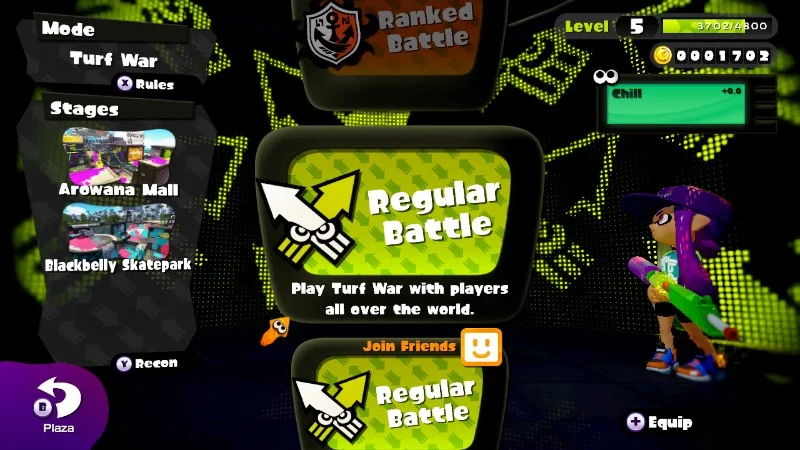 We can see the stages currently in rotation on the left side of the menu