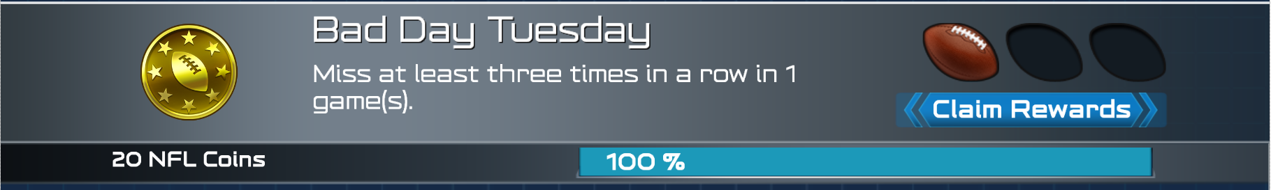 The player is notified. They navigate to the achievement screen and claim their reward.