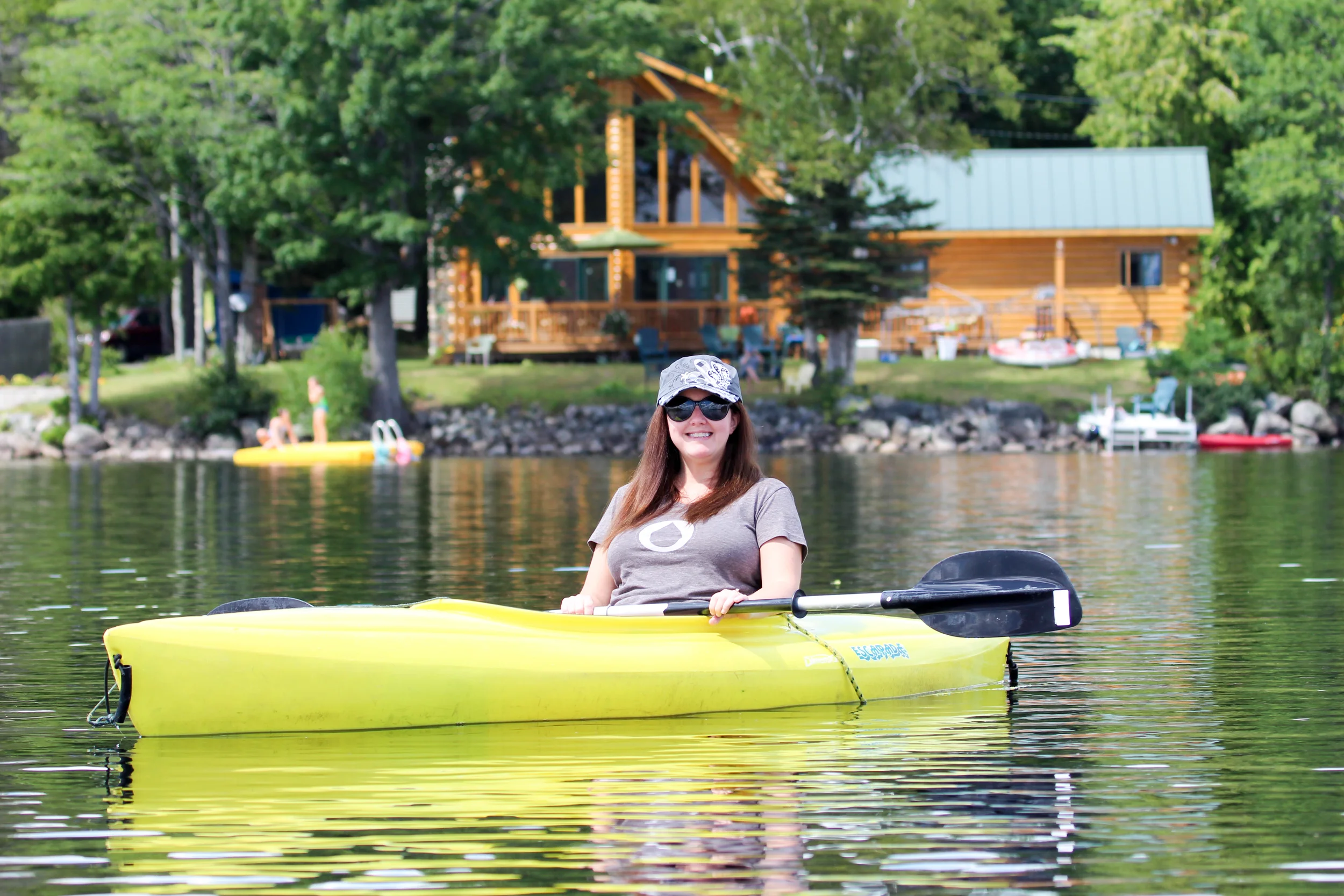 Mark and I were out kayaking when he got this shot of me with "camp" in the background. What a lovely place to be!