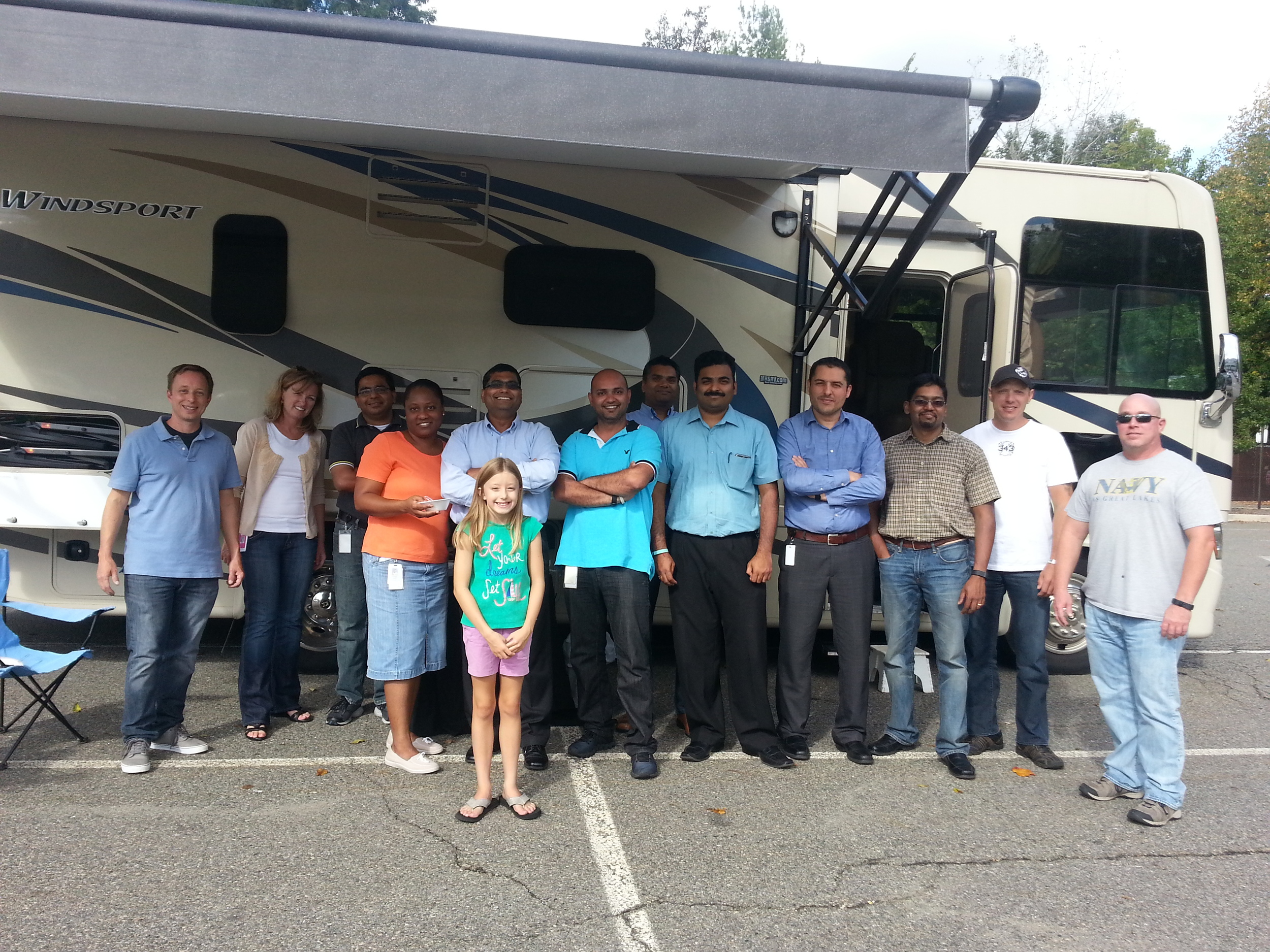 Serving up ice cream to some of Mark's former co-workers in New Jersey.
