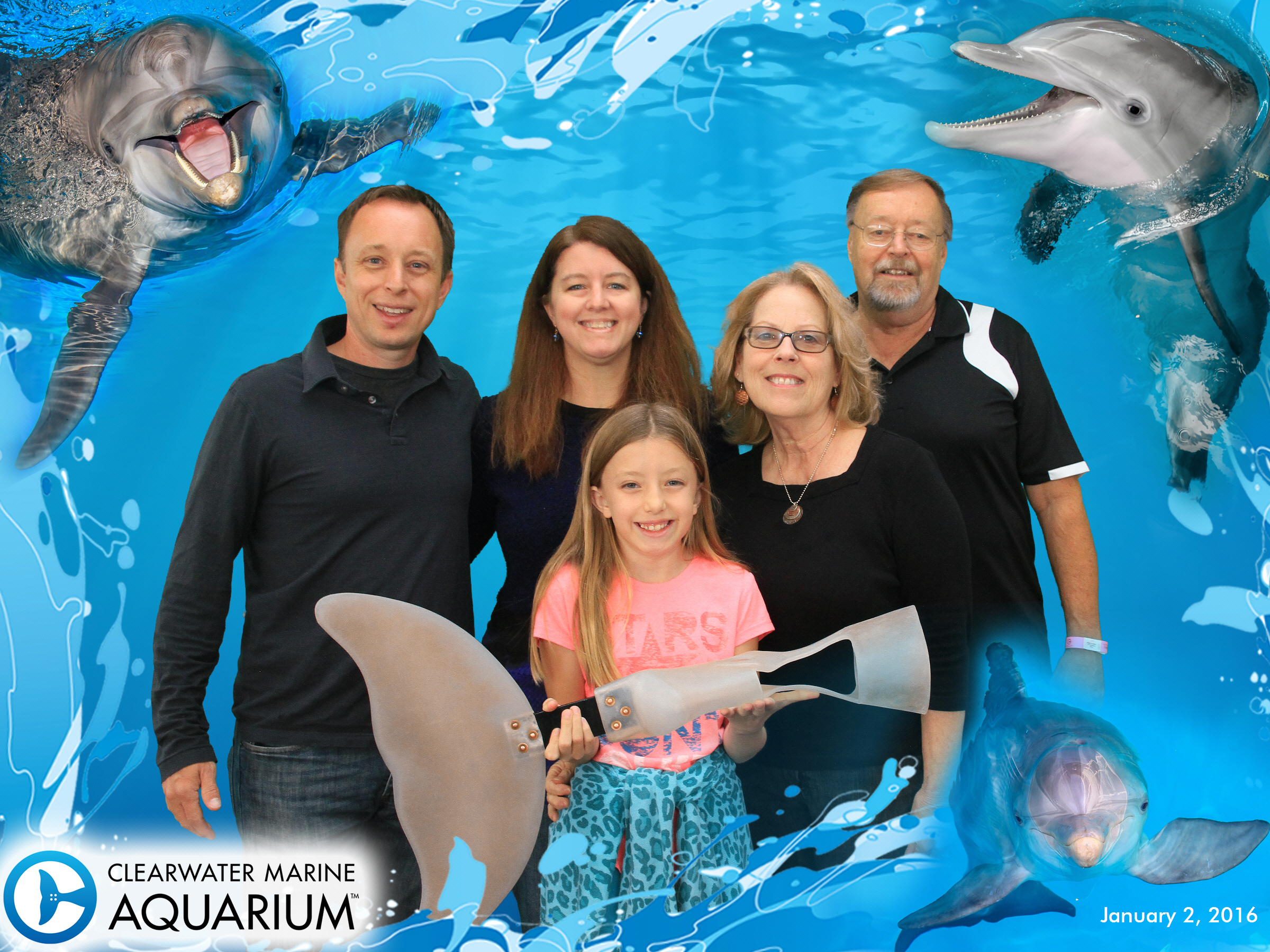 Here Petunia is holding one of 20 prosthetic tails that have been custom made for Winter so that she could learn to swim the right way!