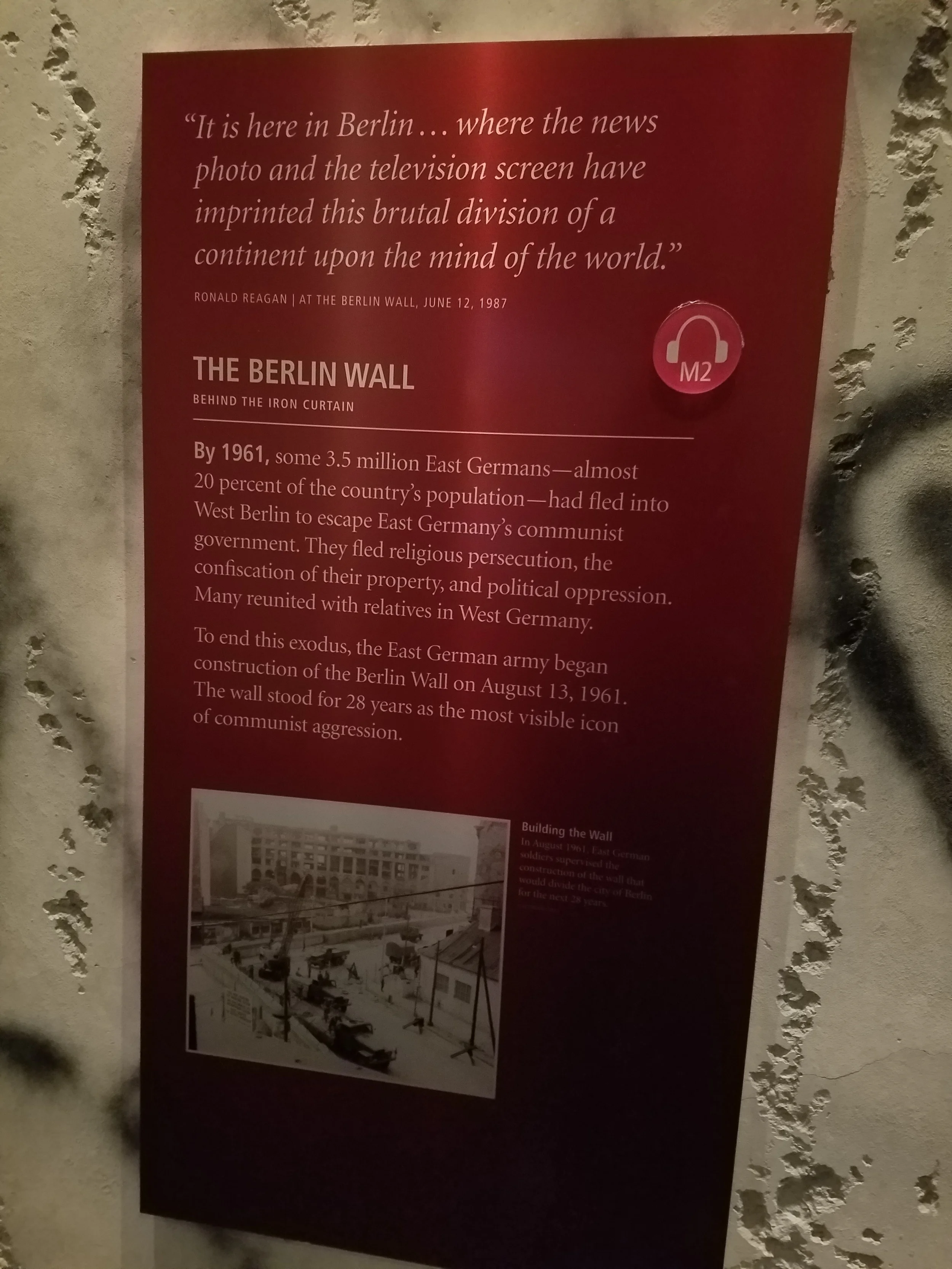 The Berlin wall had been constructed in 1961 to stop the flow of people to the "West." &nbsp;This true, physical barrier symbolized the intangible, but also very real, divide between the two major political philosophies that dominated the geopolitic…