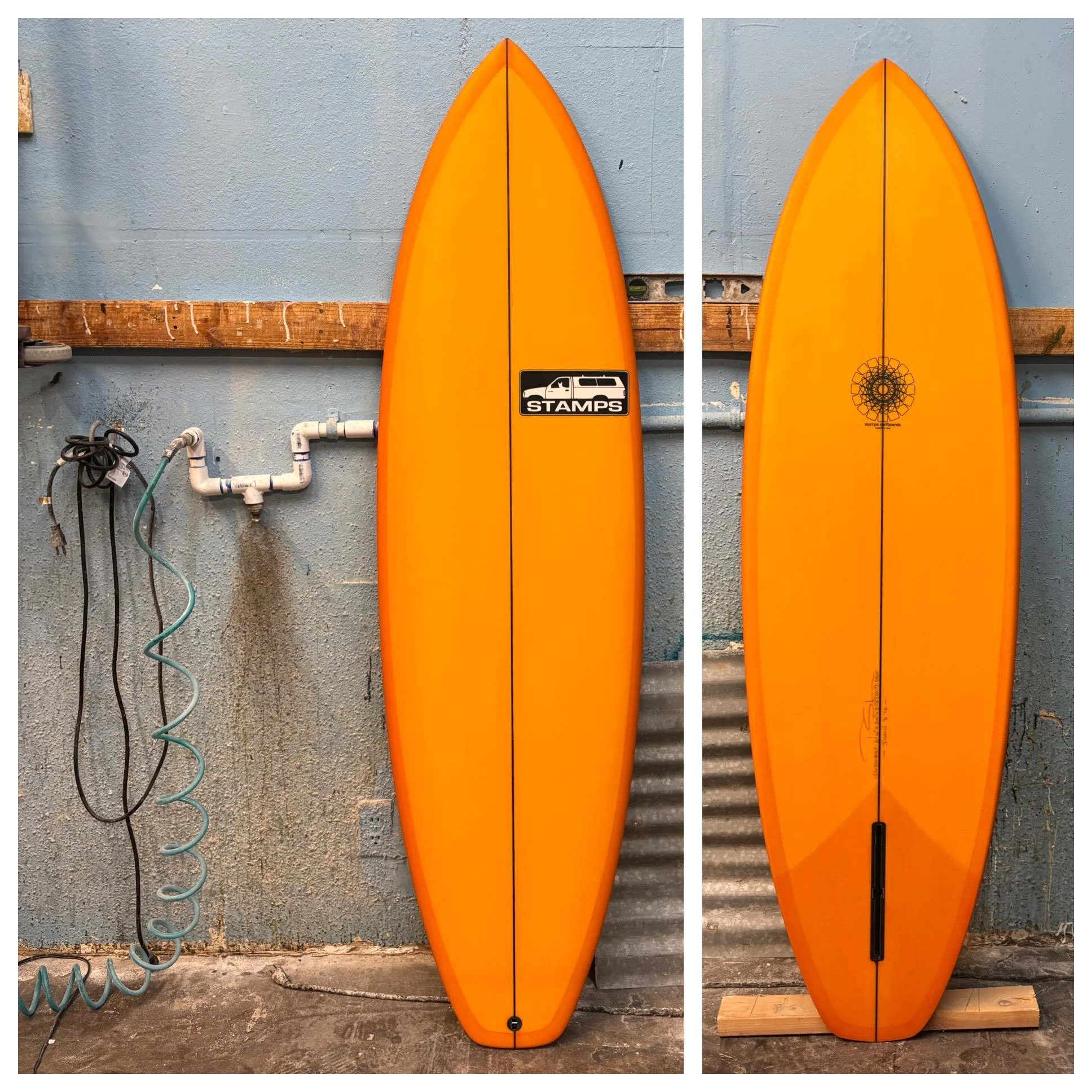 :: DSF model :: 6&rsquo;0&rdquo; x 20&rdquo; x 2 1/2&rdquo; at a fine foiled 33.7L :: orange resin tint :: single box :: soft diamond tail :: a modern single fin design ::
