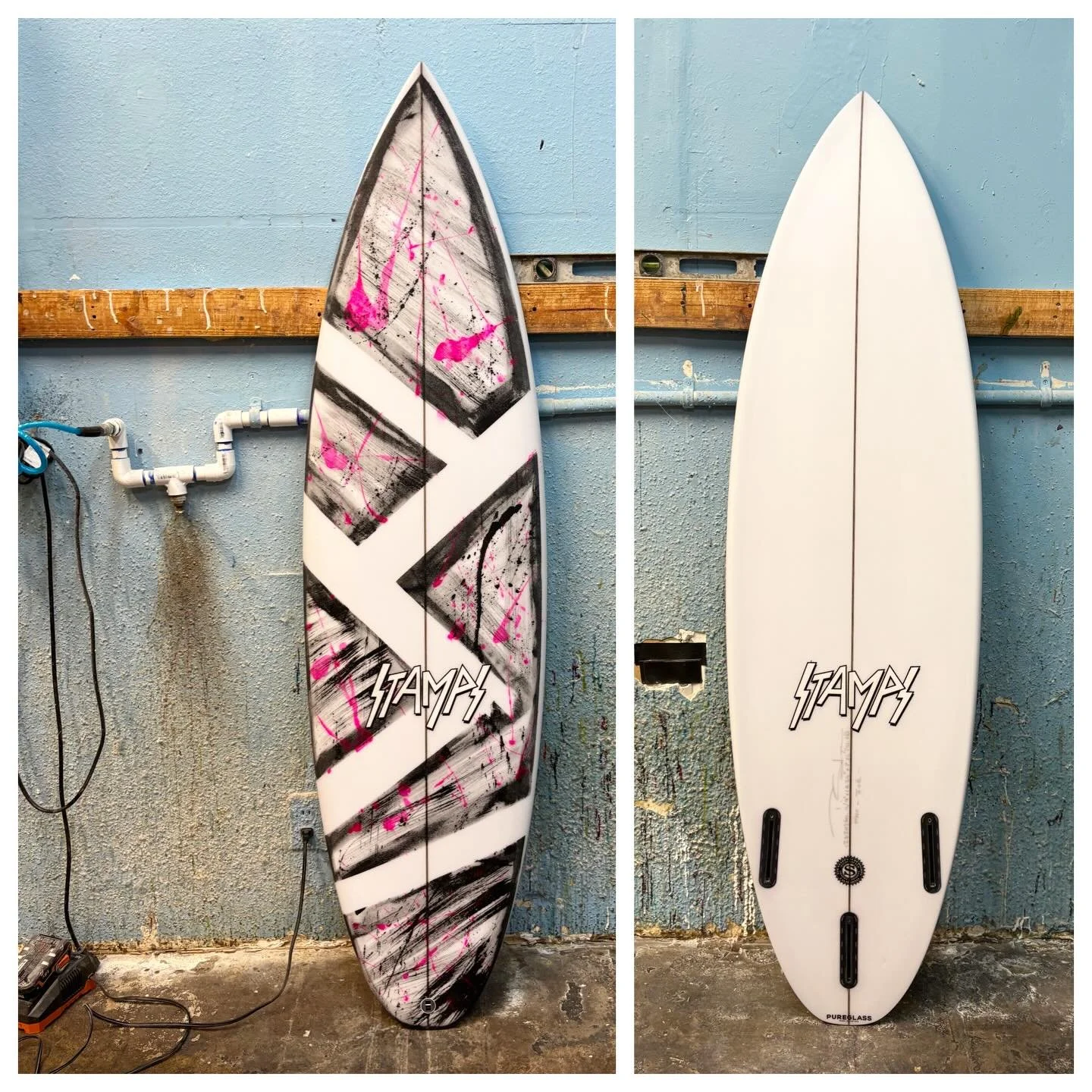 :: ScareCrow :: 5&rsquo;9&rdquo; x 18.25&rdquo; x 2.25&rdquo; :: finely foiled :: taped, yet  loose 80&rsquo;s inspired hand paint and splats :: Futures tri :: classic LRT (Locky Round Tail ) template :: 💥 ::