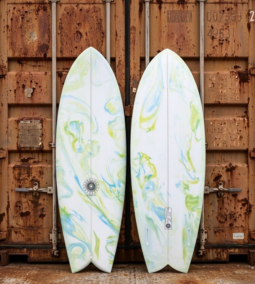 :: keeping it fishy n friday :: TKF 5&rsquo;3&rdquo; x 20 1/2&rdquo; x 2 3/8&rdquo; at a fine foiled 30.1L :: resin abstract :: desert container :: twin keel :: iggy ::