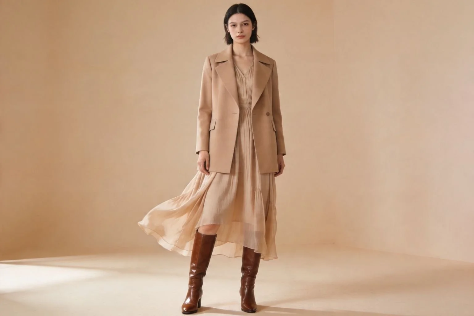 Cómo combinar vestido largo con abrigo: outfits que sí funcionan