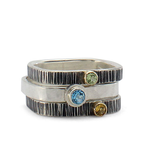 Birthstone Square Stack Rings