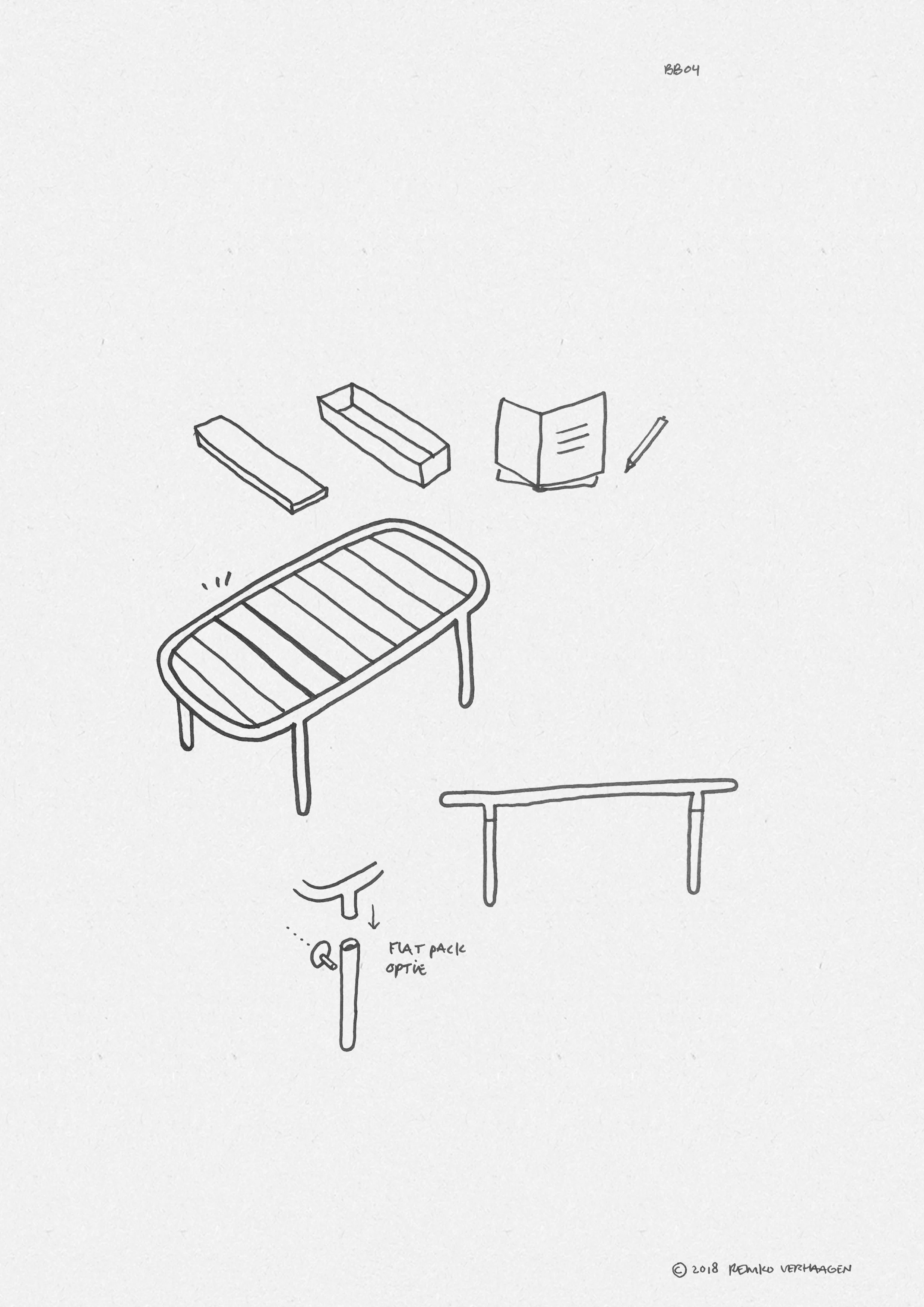 BB04 TABLE / Table made from steel and local wood with secret storage place for the guest book.