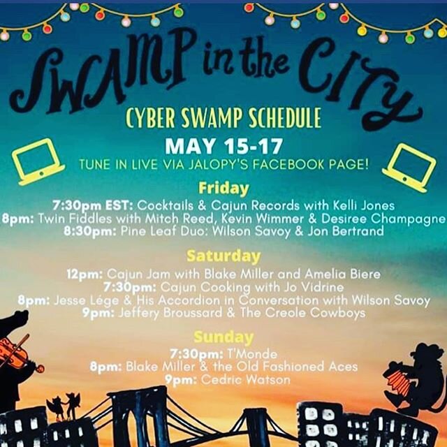 This weekend we are excited to be participating in the @swampinthecity Virtual Festival! We&rsquo;ll be doing a show Sunday and @kc_jones_87 will be doing a singing and guitar workshop. 
Check out @swampinthecity Facebook and Instagram for more info!