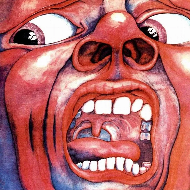 King Crimson's In the Court of the Crimson King (1969) cover, used on the grounds of fair use.