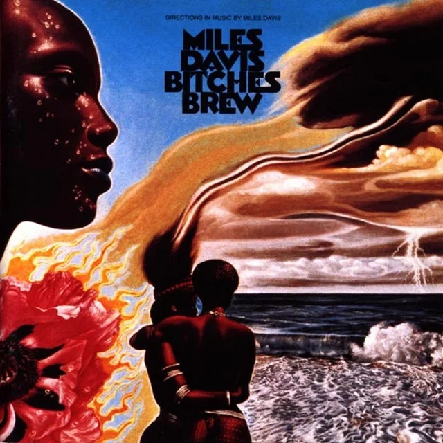 Miles Davis' Bitches Brew (1969) cover, used on the grounds of fair use.