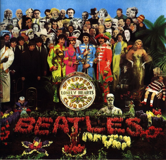 The Beatles' Sgt. Pepper's Lonely Hearts Club Band (1967) cover, used on the grounds of fair use.