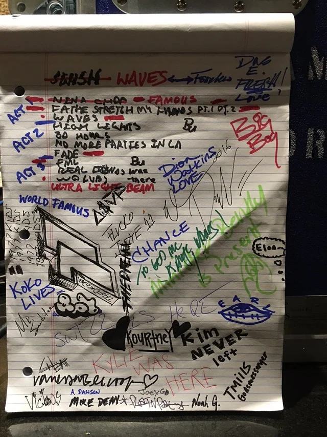 One of the many iterations of the in-progress tracklist. Image: Twitter.