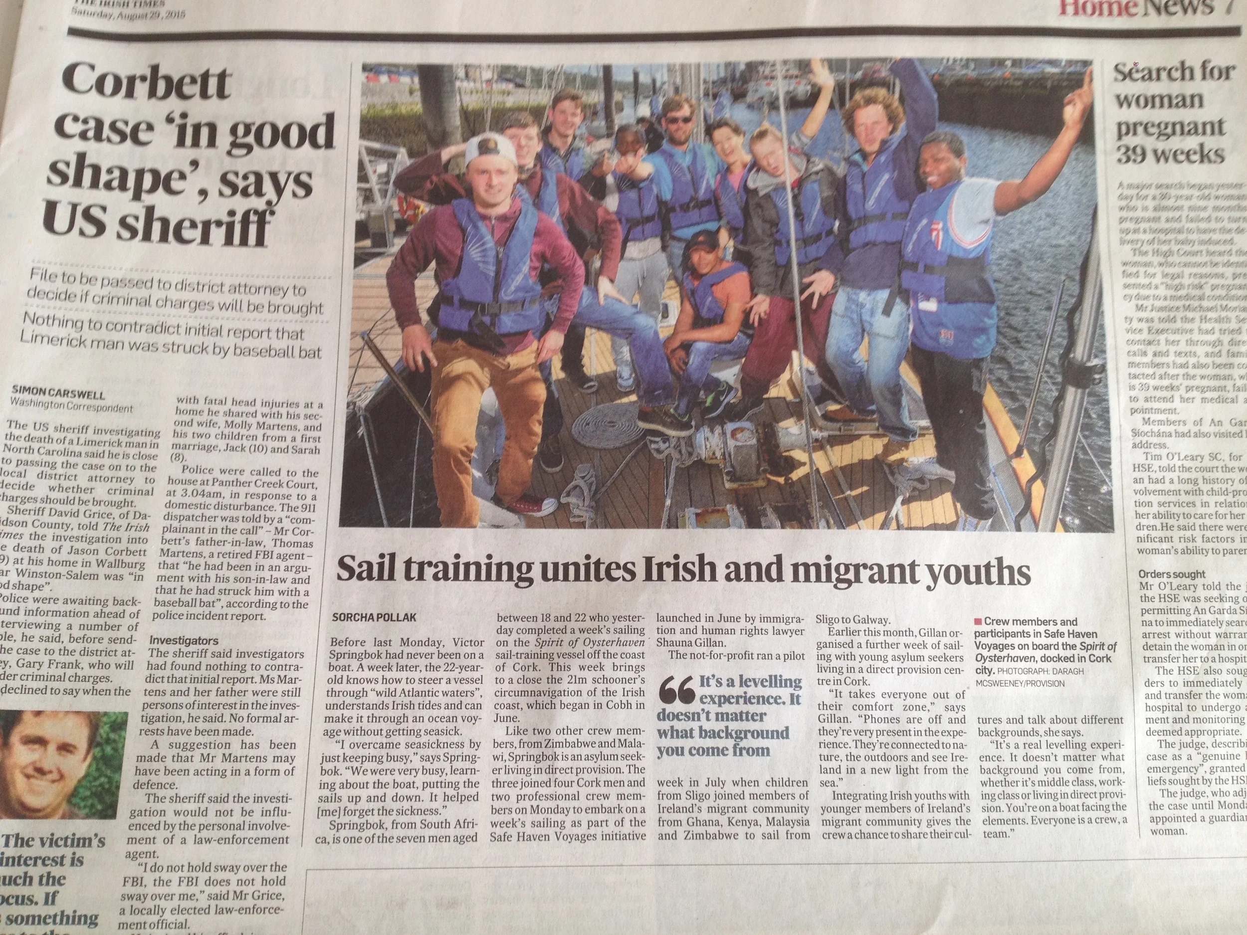 Safe Haven Voyages in the national press!