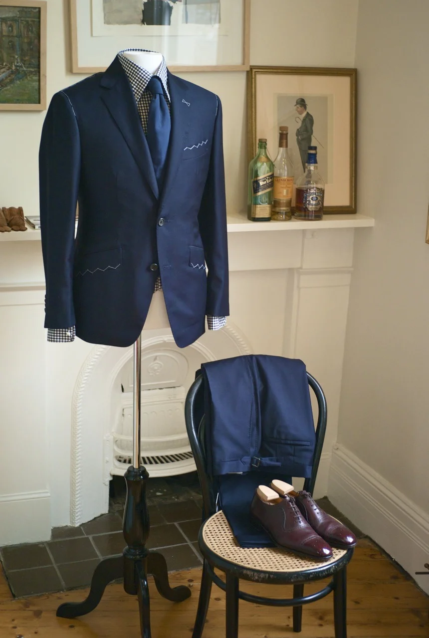 Guys, take note.
patrickjohnsontailors:

Handmade for Jei A.P.
Loro Piana Check, Drakes Silk, Hidetaka Fukaya Oxblood.