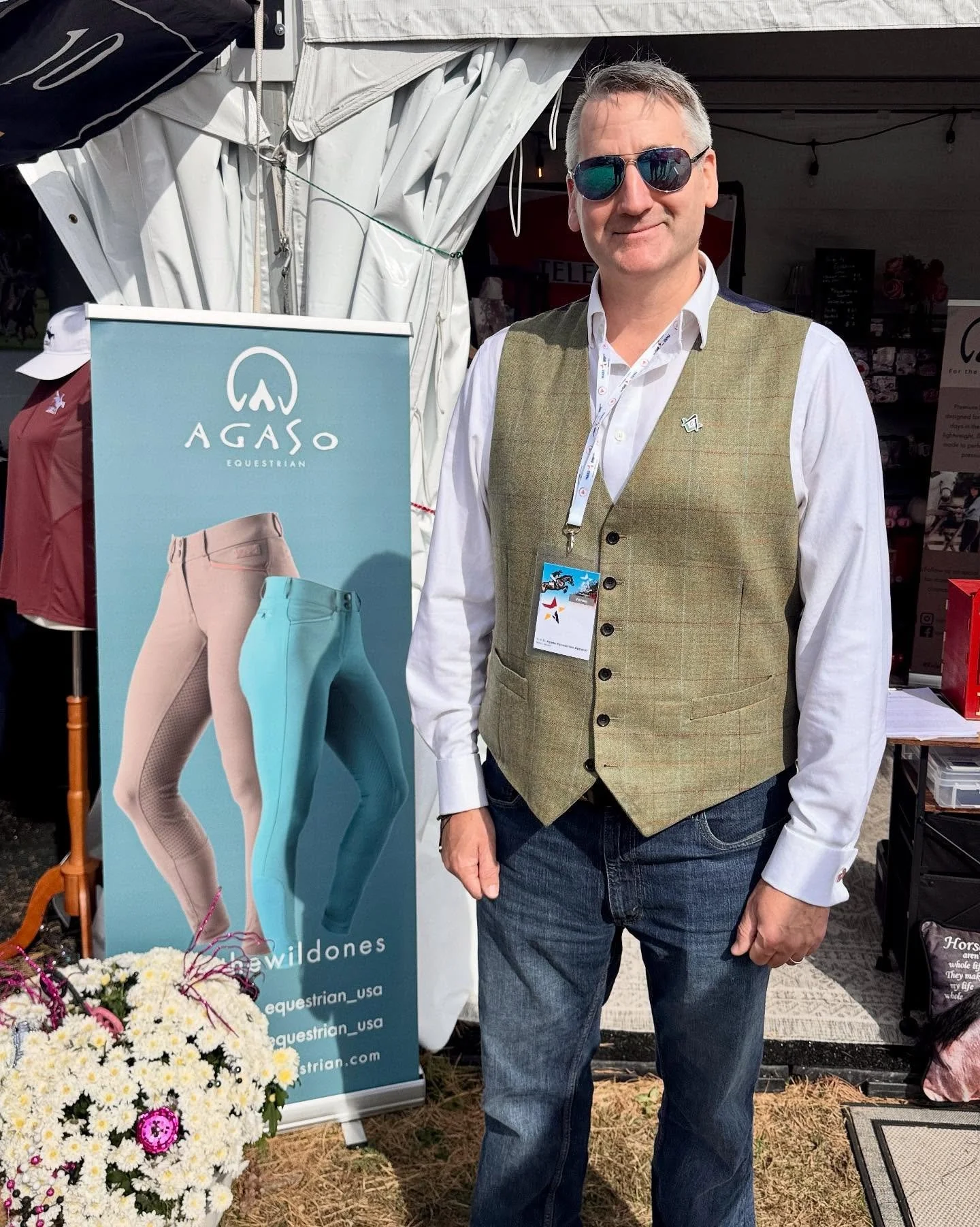 I struck GOLD today @maryland5star when I popped to the @agasoequestrian booth to buy a fab Union Jack stretch belt and met their @thetonyhadley lookalike founder! Great equestrian gear from the UK! @spandauballet