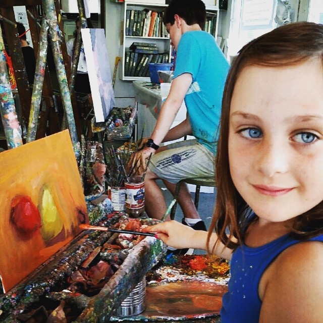 Painting with Nonna, summer 2015, Marblehead.