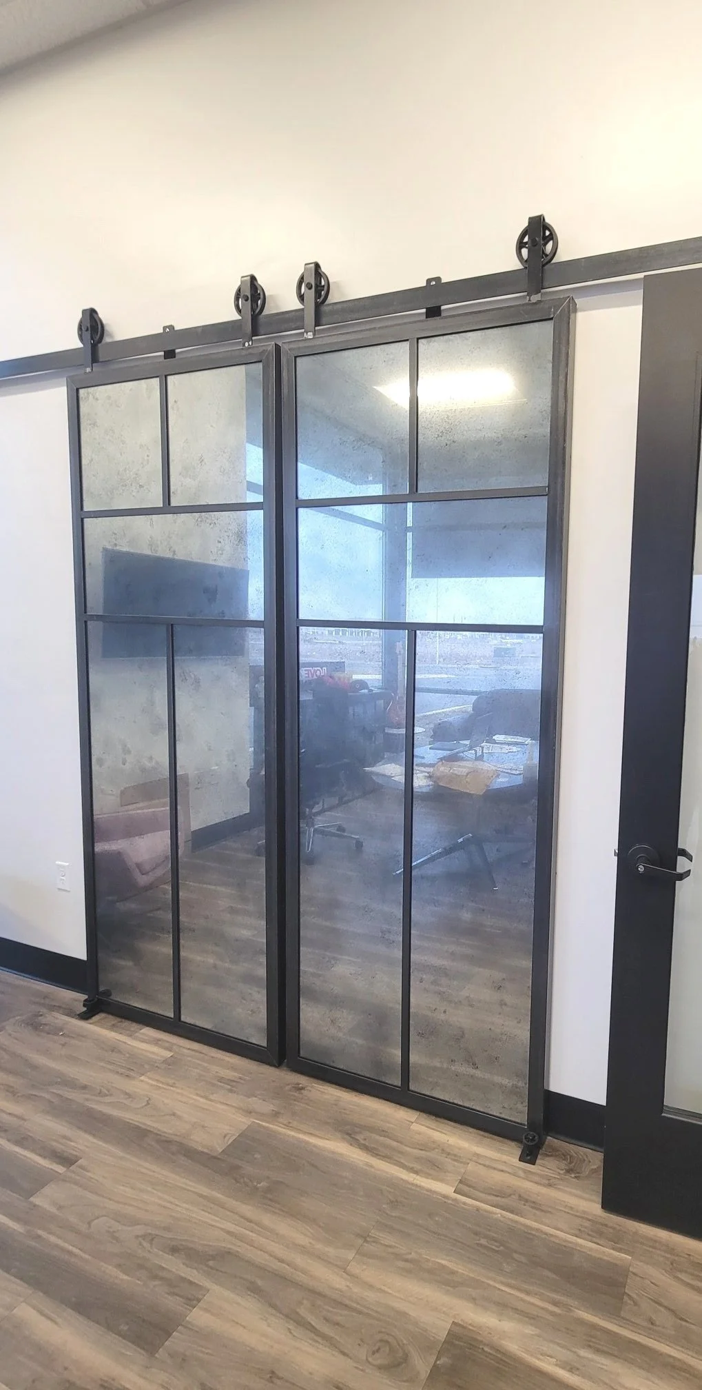 antique mirror barn door custom