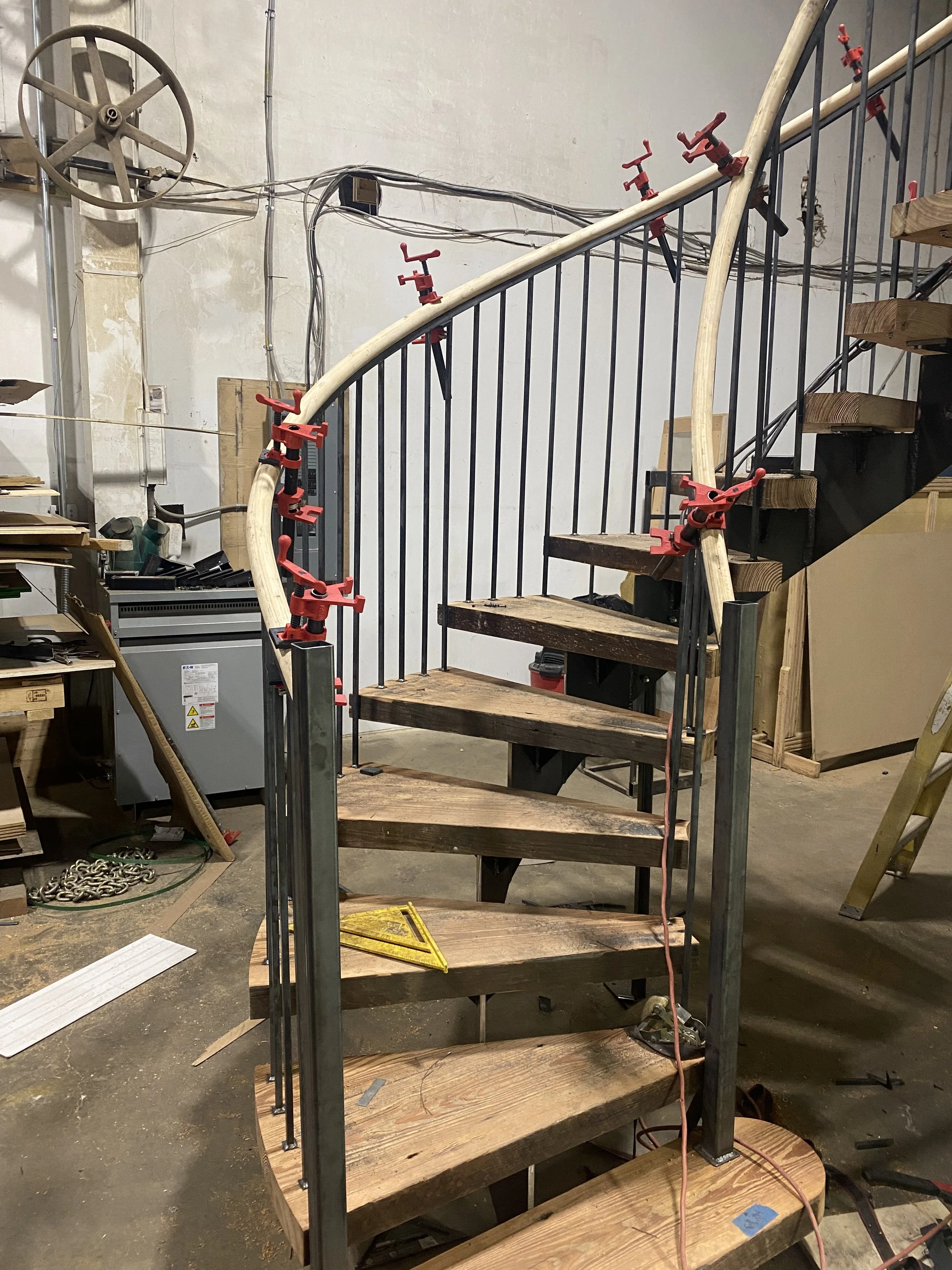 custom stairs baltimore maryland, single stringer stairs, wide spiral staircase