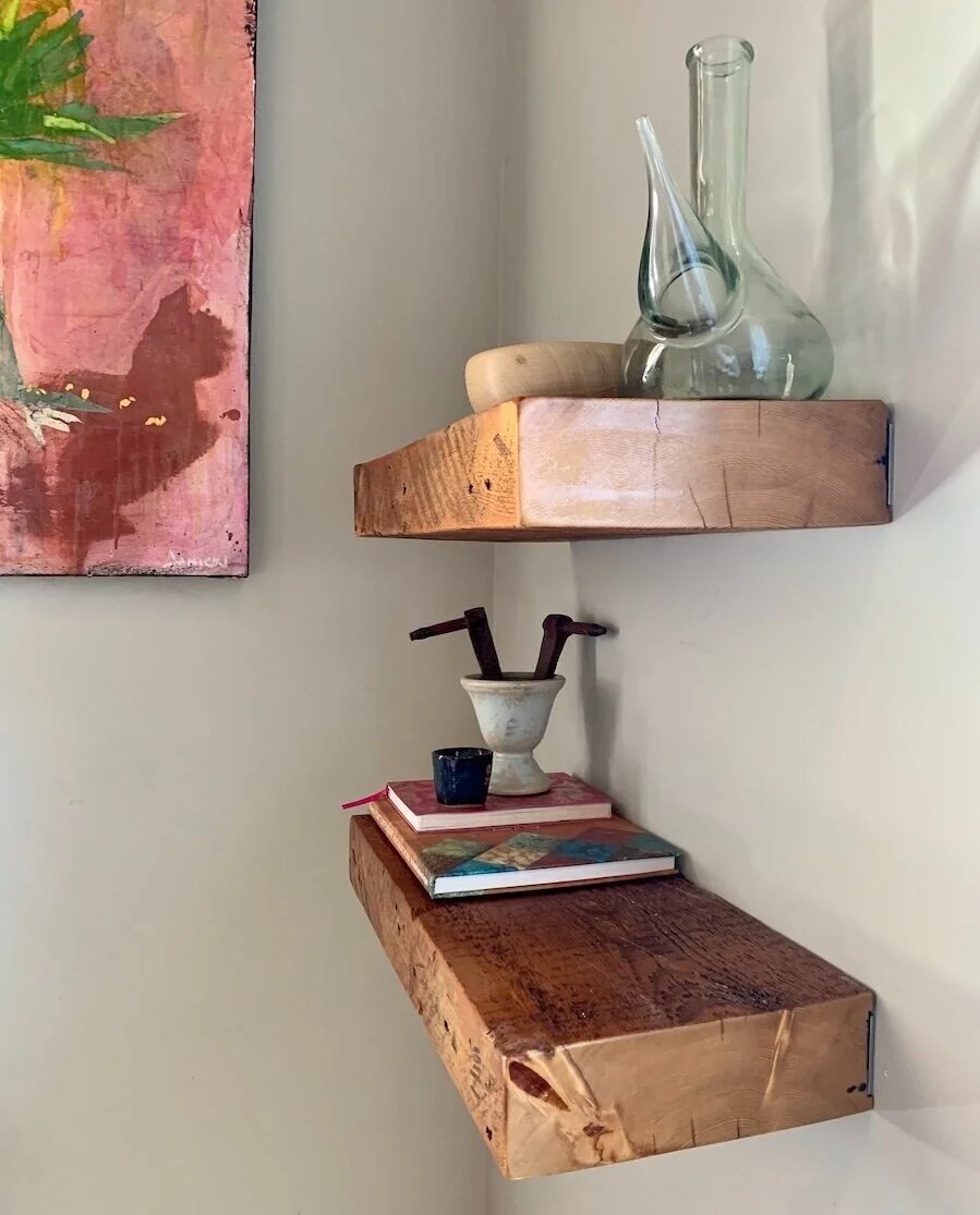 thick floating shelves, rustic shelving reclaimed wood, custom woodwork custom metalwork baltimore maryland,