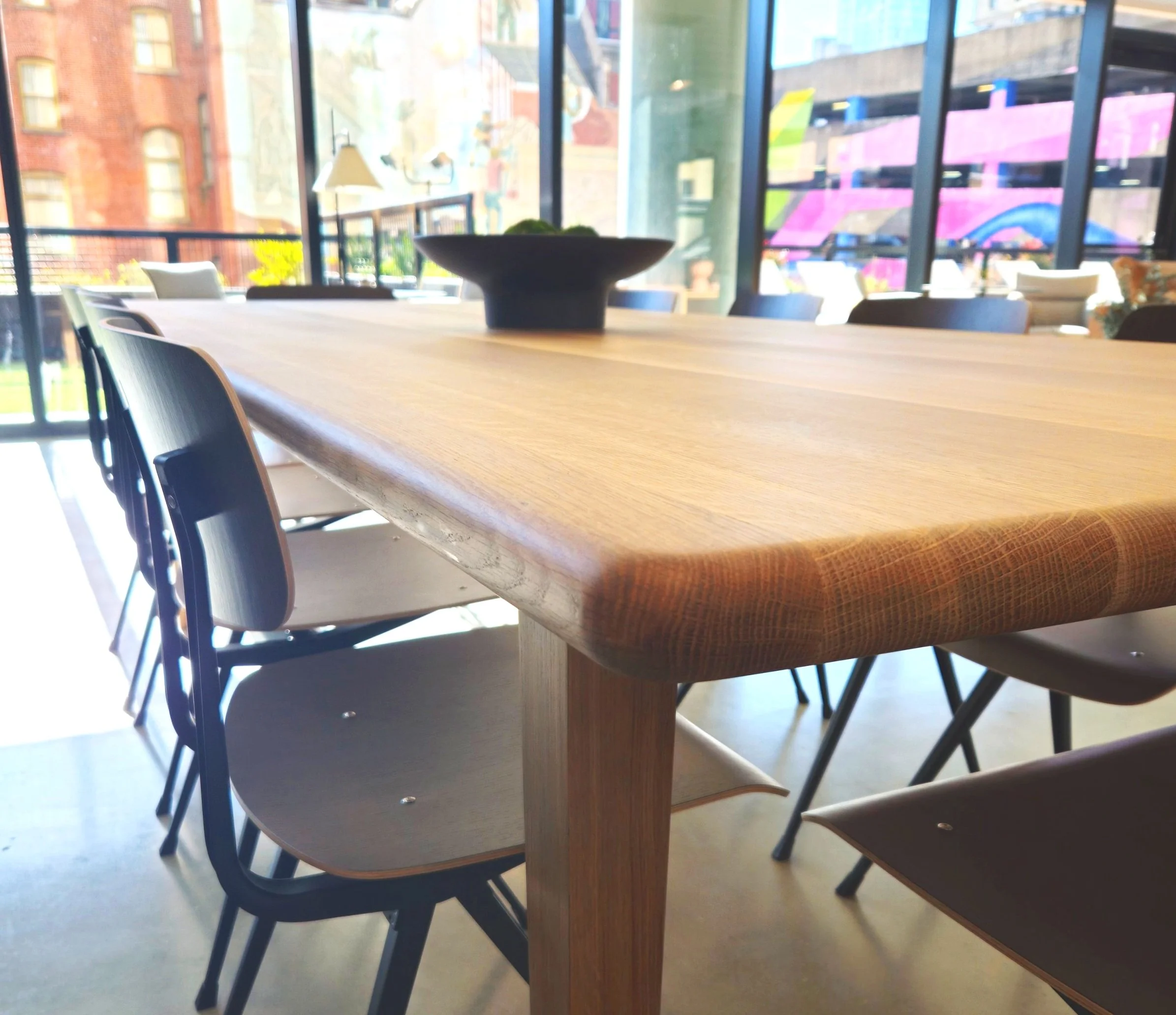 white oak custom table modern office space office lounge