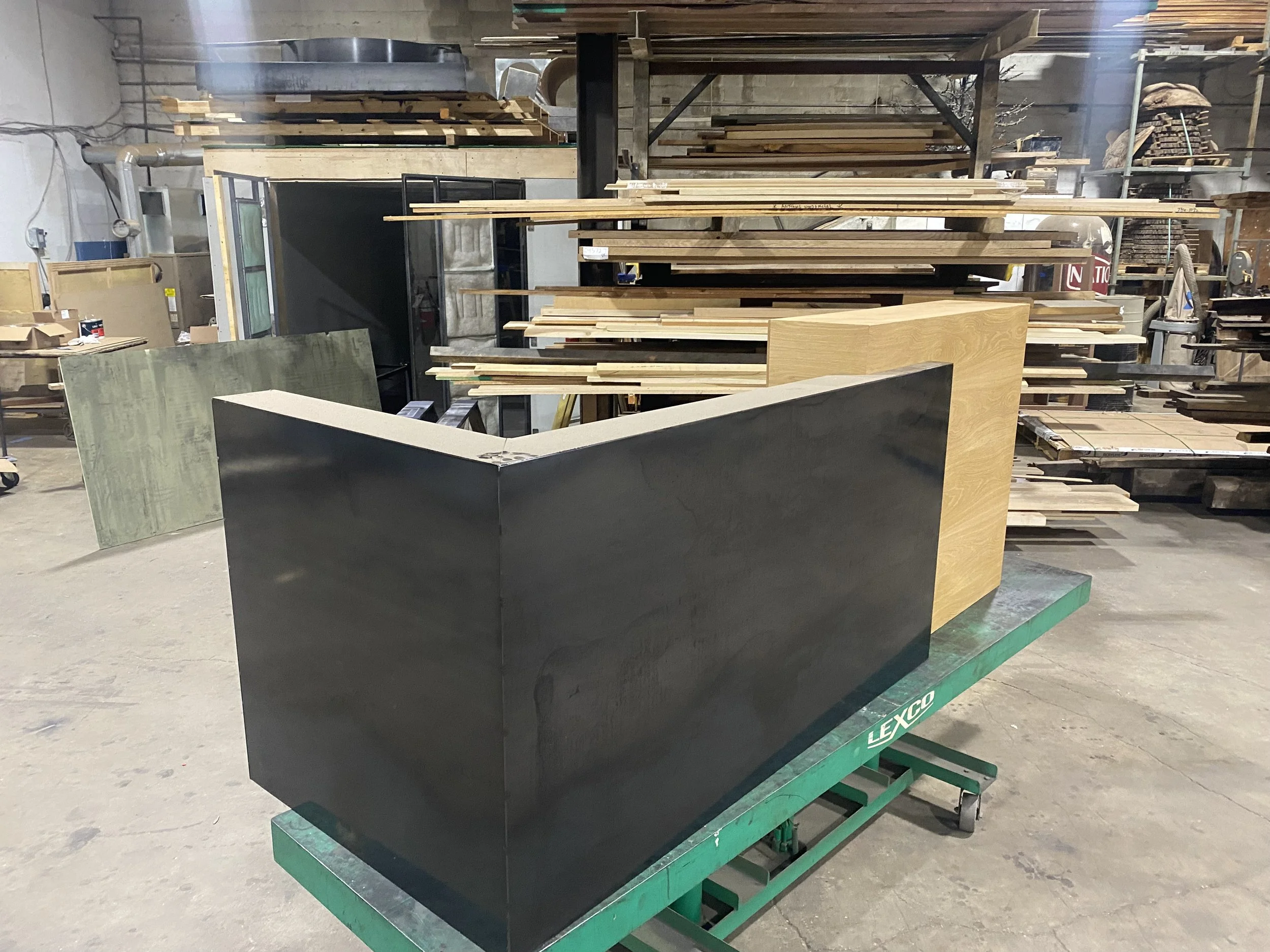 modern reception desk custom steel with maple square modern design