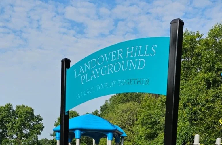 EXTERIOR steel signage, fun colors, weatherproof, custom metalwook baltimore
