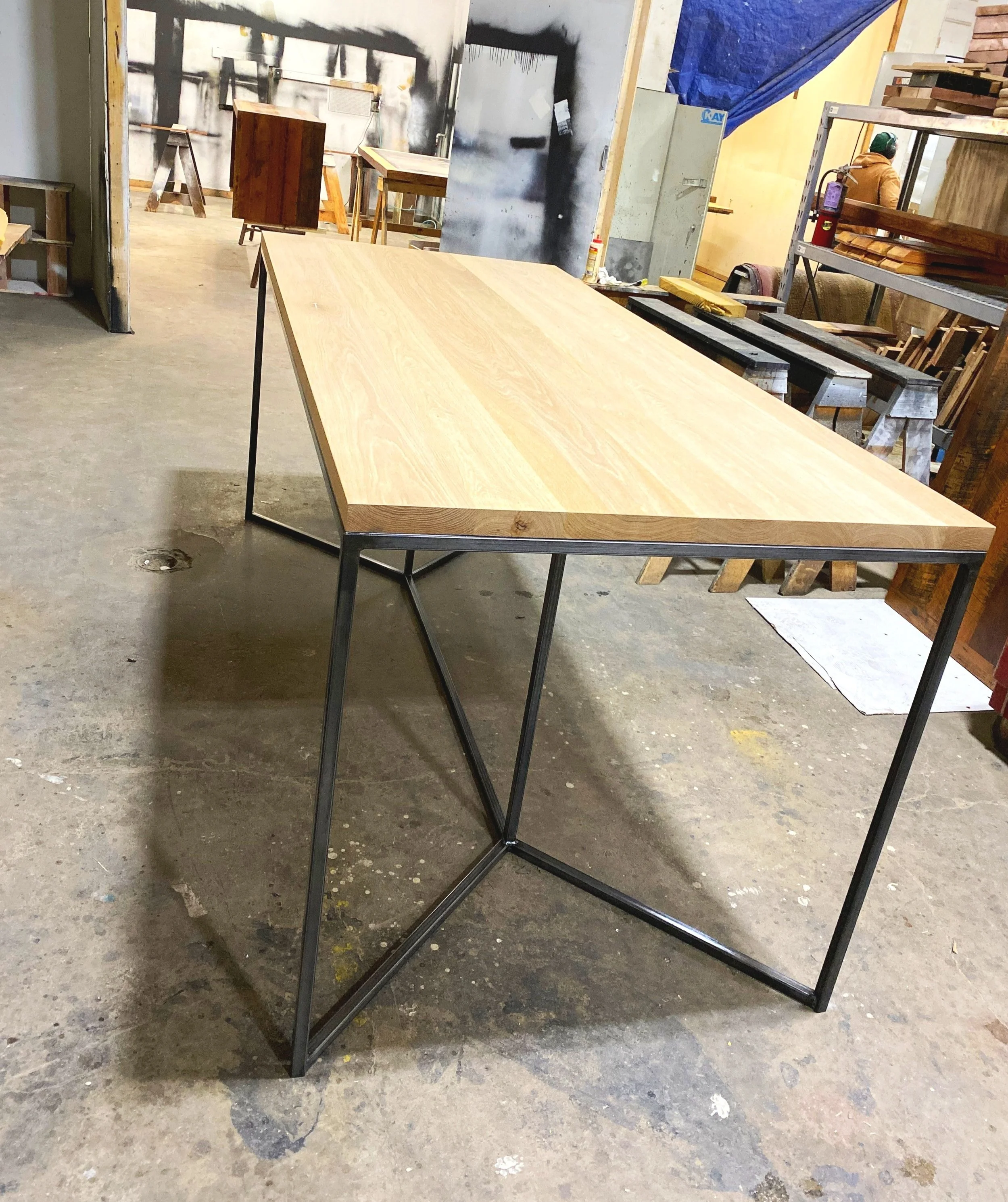 geometric table base, simple artsy table base, modern table design, baltimore maryland custom woodworking metalworking