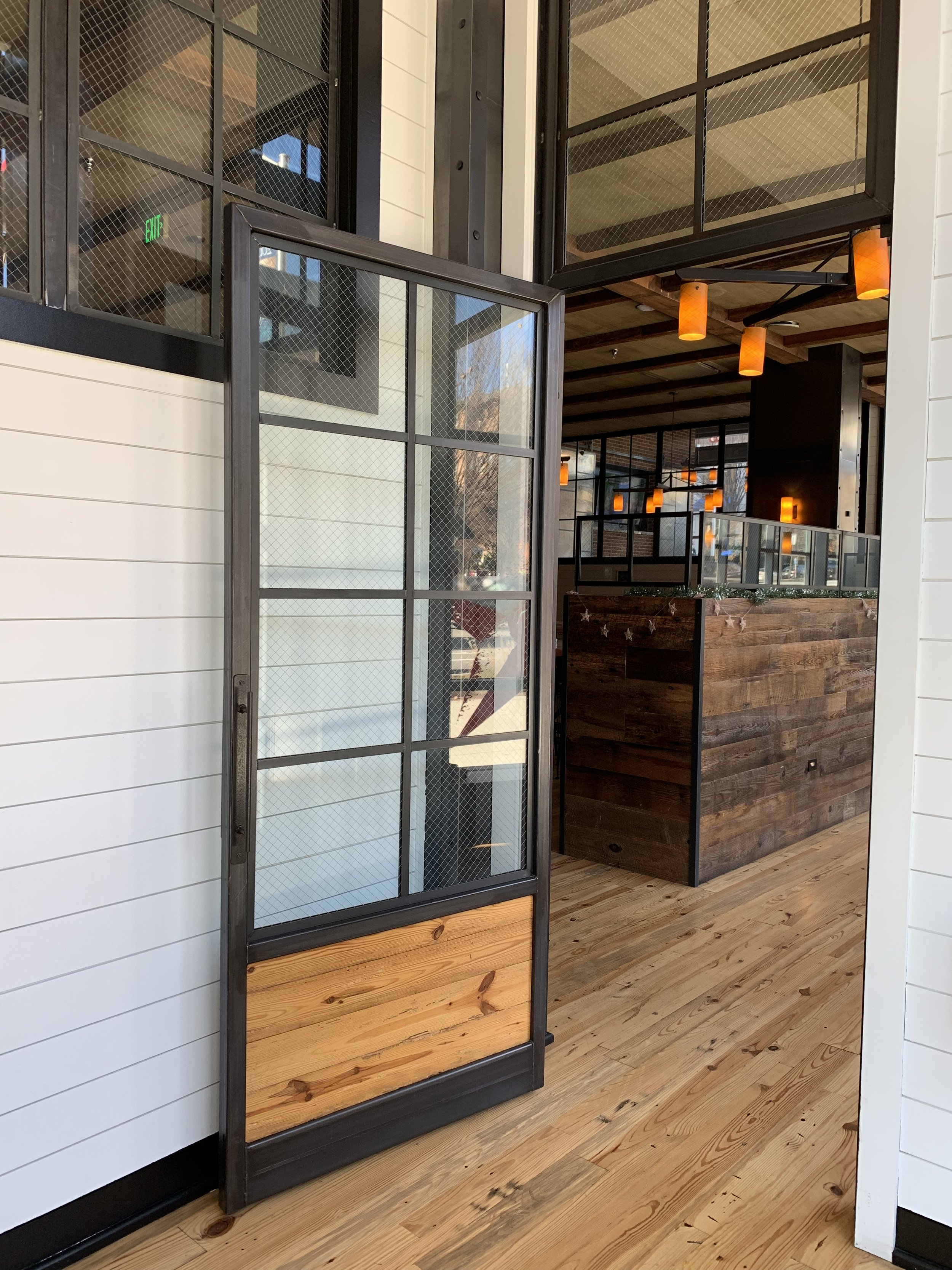 rustic steel glass door farmhouse industrial