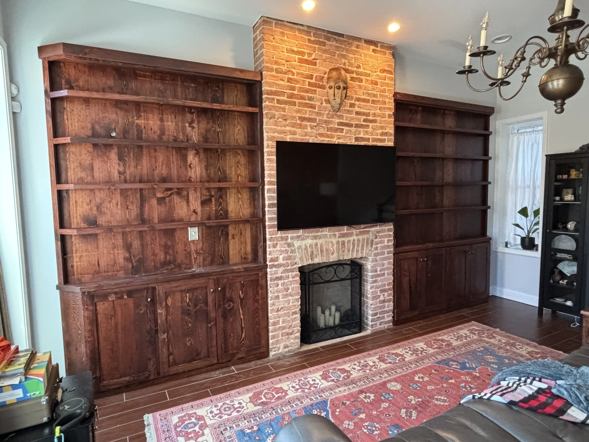 built in cabinetry shelving, academia aesthetic, warm cozy library room, custom library custom woodwork custom metalwork baltimore maryland,