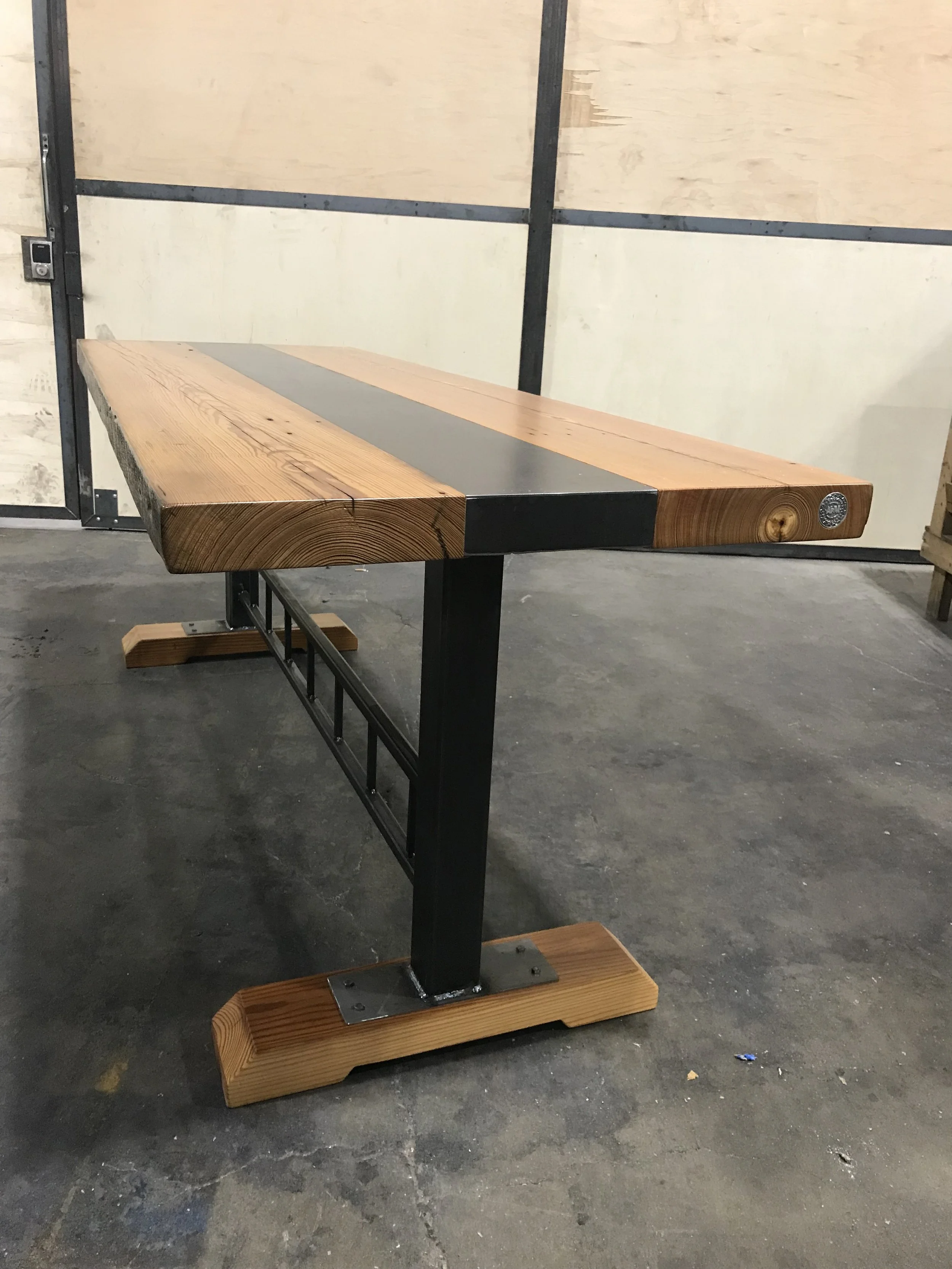 industrial farmhouse dining table, raw and rugged look, foortrail baltimore maryland custom woodworking metalworking