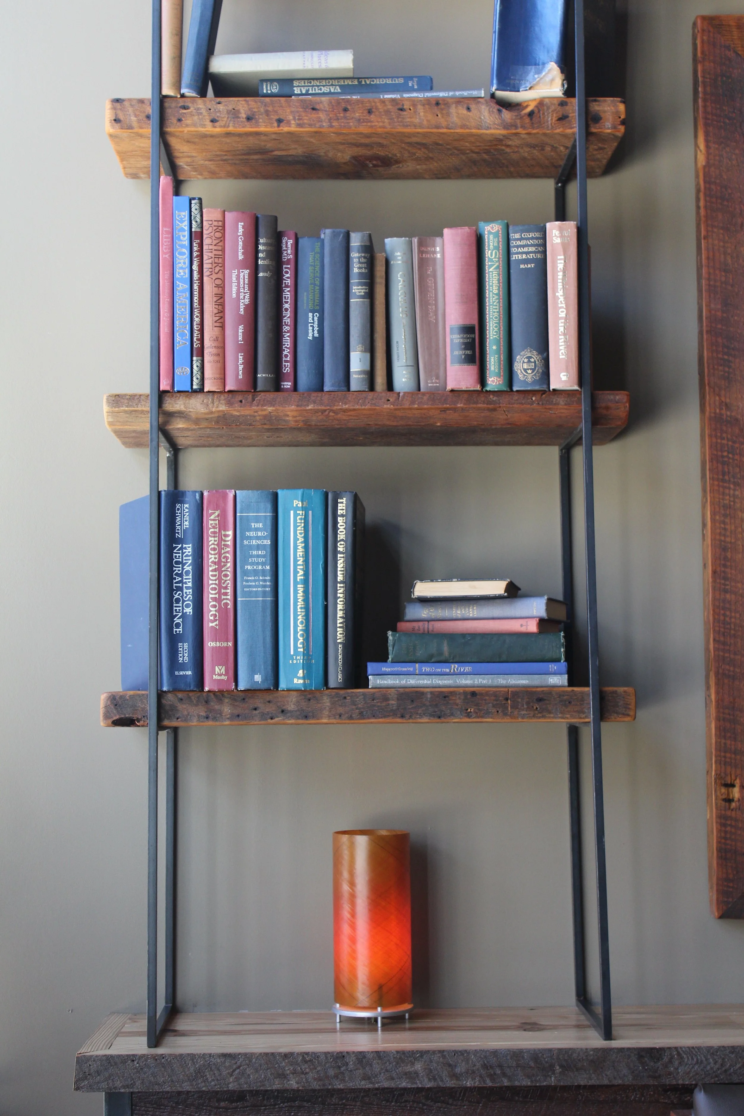 rustic bookshelf, whimsical book display, vintage antique farmhouse book shelf , custom woodwork custom metalwork baltimore maryland,