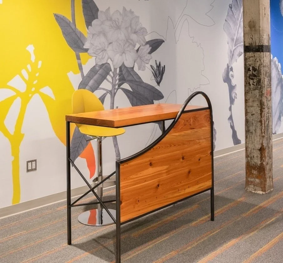 hostess desk with privacy panel reclaimed pine, decorative