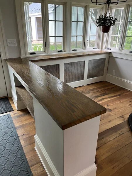 solid wood counter for custom radiator cover, custom woodwork baltimore