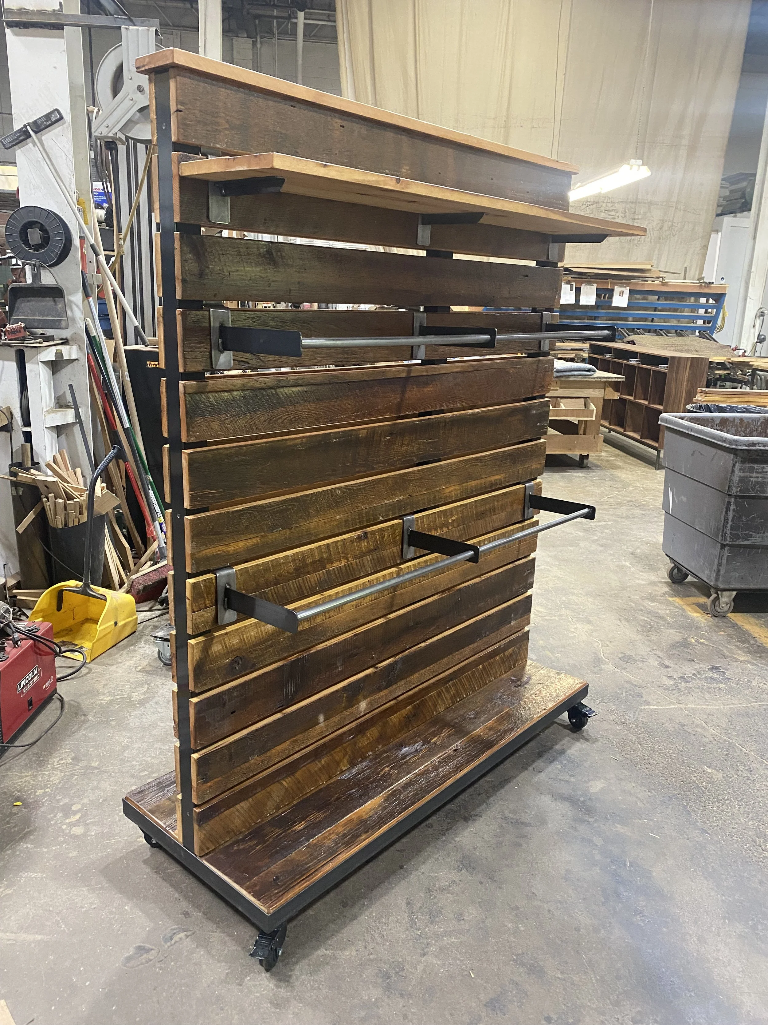 custom woodworking baltimore, ustom retail display, rugged outdoorsy look,