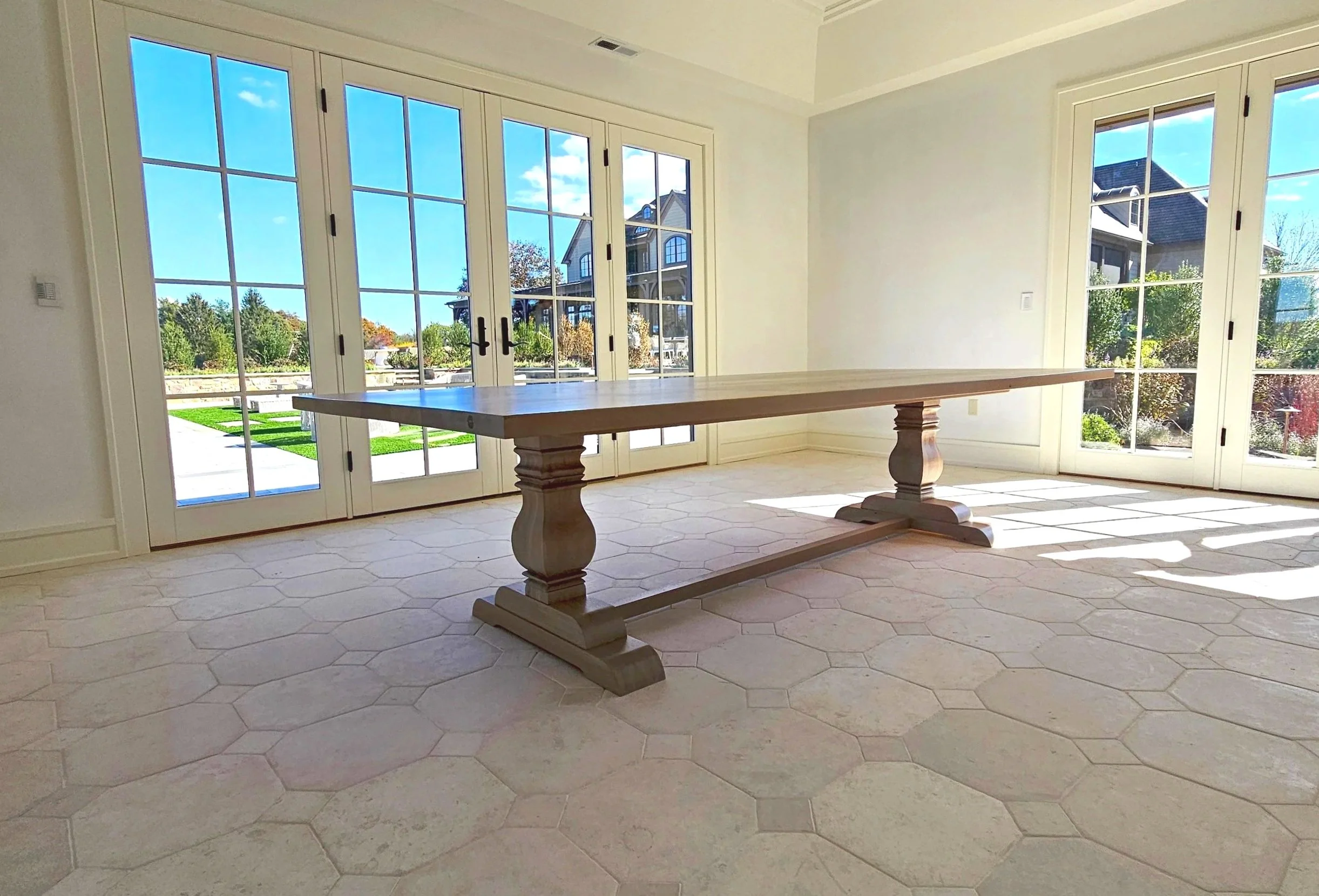 pedestal legs farmhouse dining table restoration hardware dupe high quality