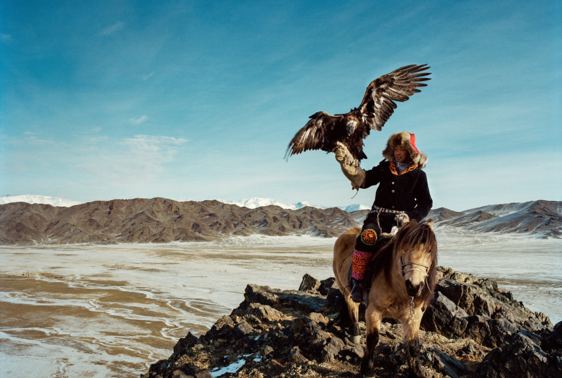 In good years, Kuantkhan Ologban and his eagle catch around 30 animals. Some years, none are caught at all due to extreme weather.