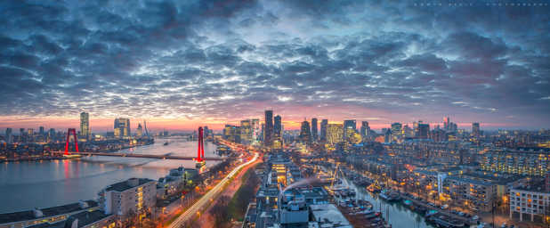 View of Rotterdam at sunset. Image credit: ZOOM.NL