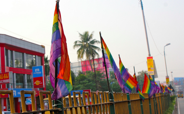 Rainbow flags in Alvula, India. Kandukuru Nagarjun. CC 2.0