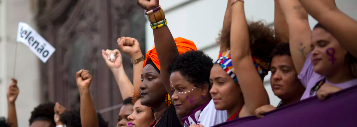 Black women in Brazil protest presidential frontrunner Jair Bolsonaro, who is known for his disparaging remarks about women, on Sept. 29, 2018. AP Photo/Silvia Izquierdo