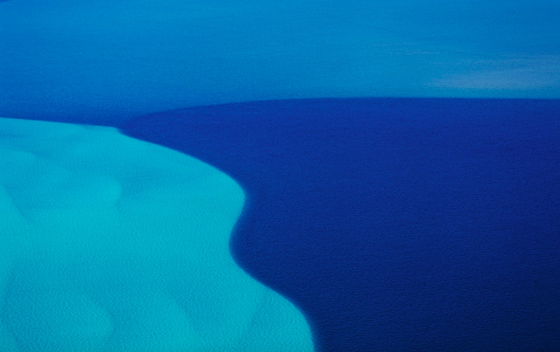Ocean between Ningaloo Reef and Coral Bay, Western Australia. The blue variation is due to the ocean’s floor level. (Taken 2006)