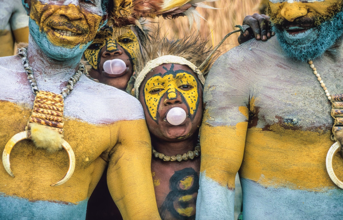 I am often asked if I gave gum to these boys from the highlands of Papua New Guinea, but the answer is no. They were at the Mount Hagen Sing-Sing, a festival that celebrated the most culturally-intact tribe, and delighted in surprising me with their bubbles. Papua New Guinea